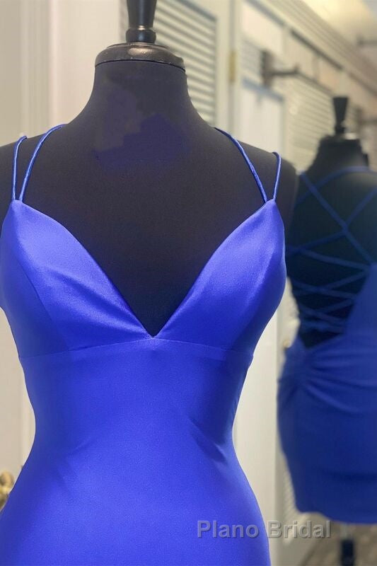 Tight Royal Blue Short Party Dresses with Spaghetti Straps Secondary image