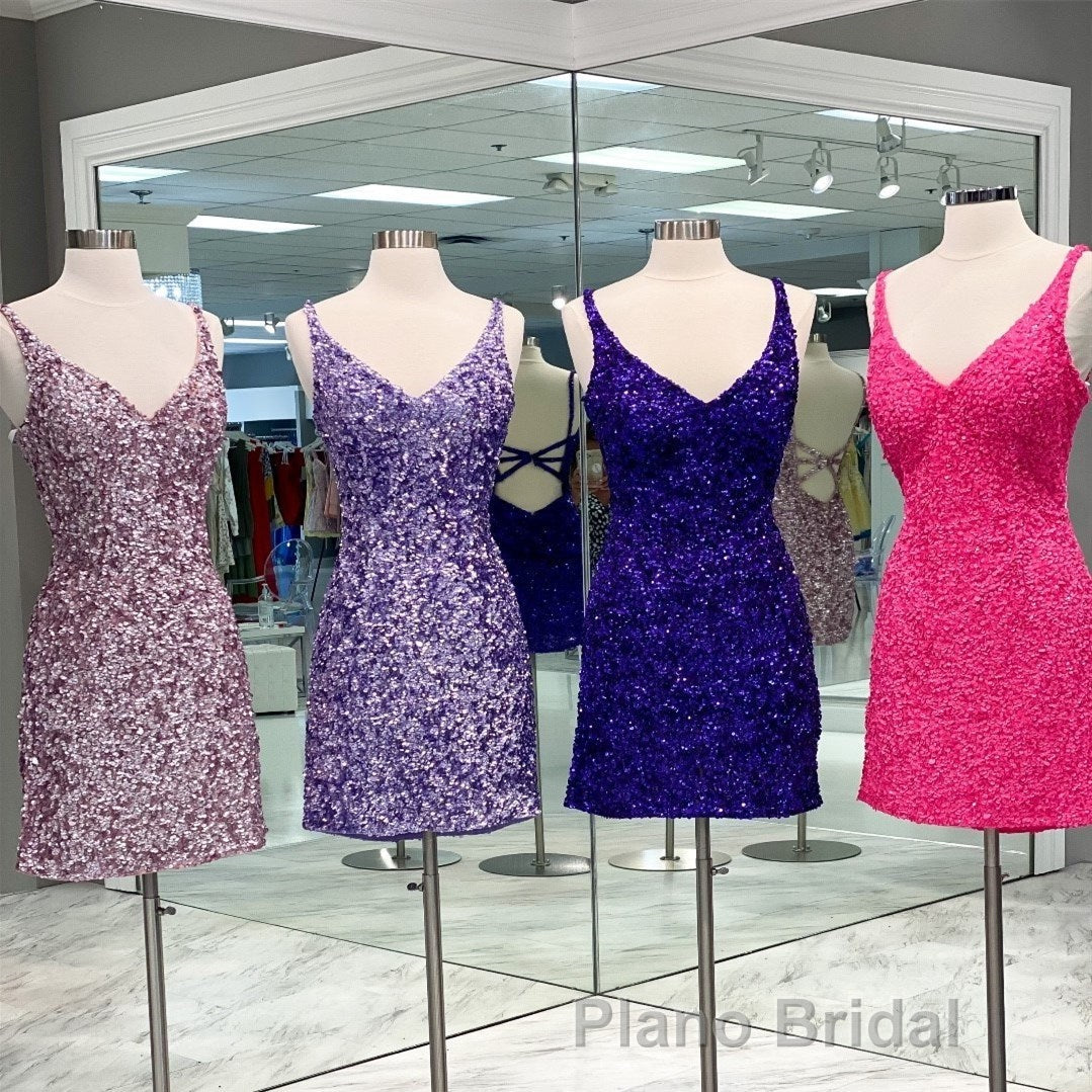 Tight Wine Red Sequins Short Homecoming Dresses