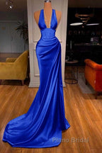 Halter V-Neck Mermaid Formal Prom Dresses Elegant