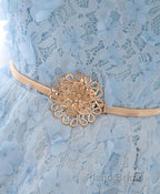 Cute Blue Lace Short Formal Prom Dress, Blue Homecoming Dress