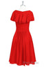Red Chiffon V-Neck Ruffled A-Line Short Bridesmaid Dresses