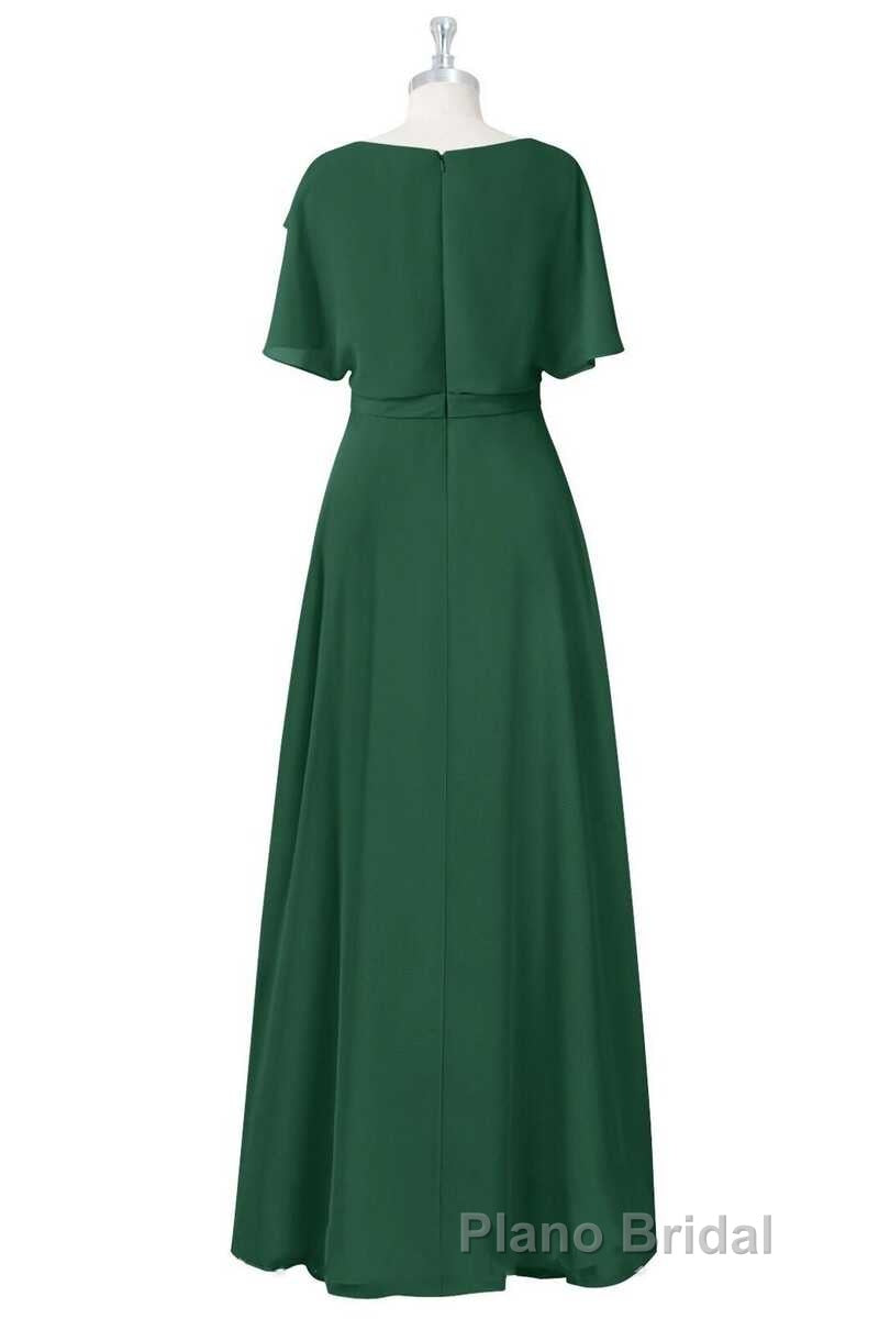Hunter Green Chiffon Ruffled Long Bridesmaid Dresses