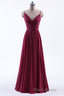 Wine Red Chiffon A-line Long Pleated Bridesmaid Dresses