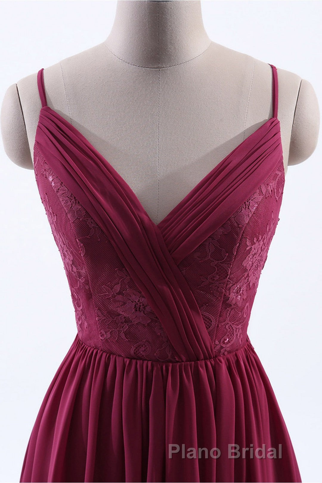 Wine Red Chiffon A-line Long Pleated Bridesmaid Dresses