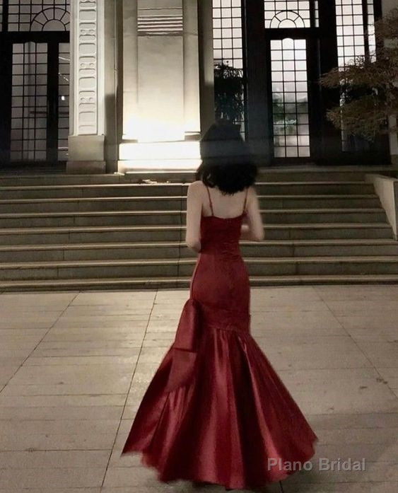 Stunning Mermaid Spaghetti Straps Long Wine Red Prom Dress Birthday Outfits Secondary image