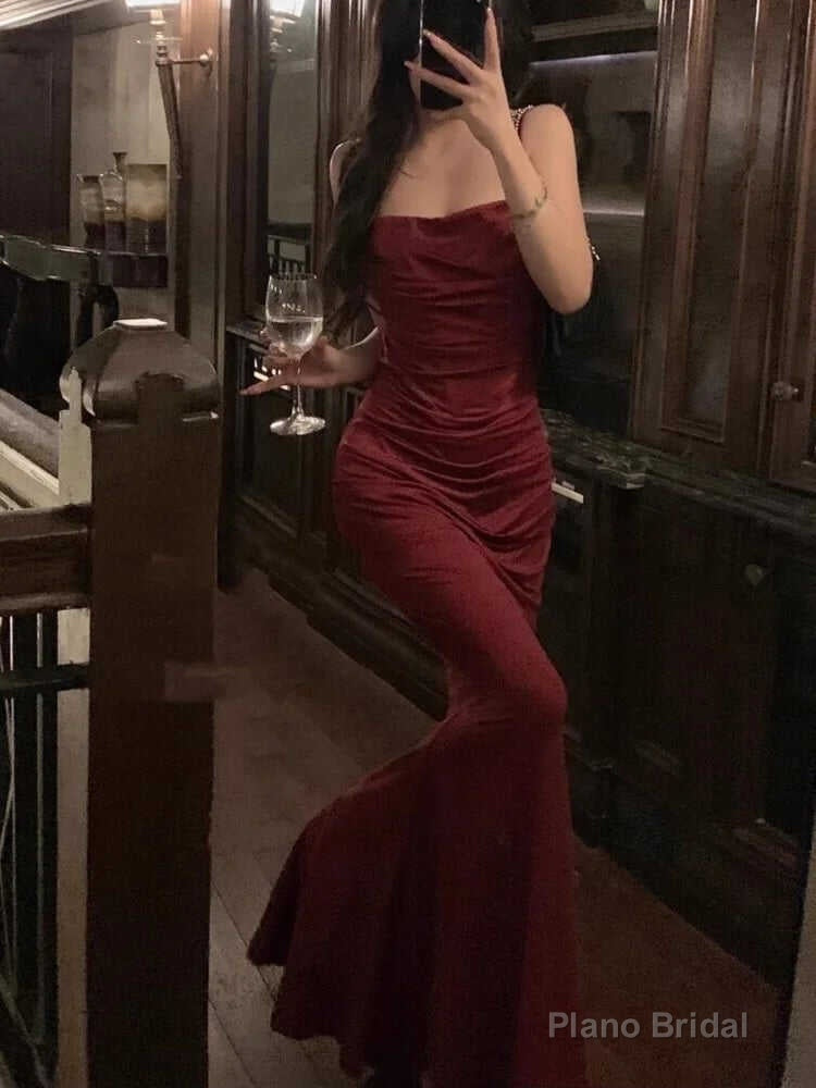 Women Elegant Bodycon Mermaid Prom Dress Summer Strap Evening Party Dress Secondary image