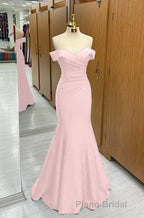 Long Navy Formal Prom Dresses Mermaid Off-the-Shoulder Sweetheart Sleeveless