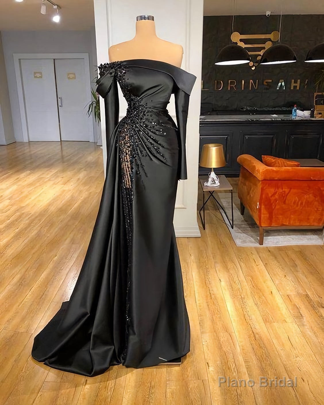 Elegant Evening Dress, Black Long Prom Evening Dresses, 9785 Main image