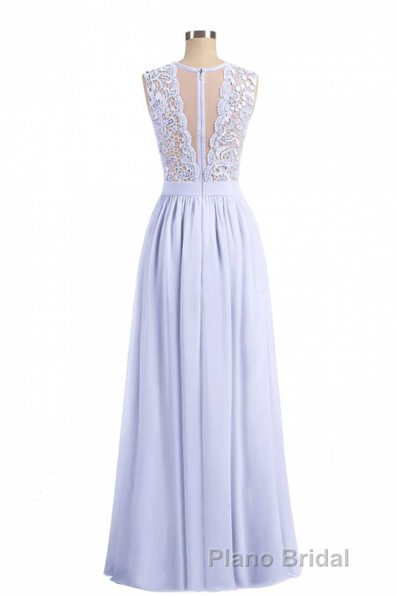 Lavender Lace Crew Neck A-Line Bridesmaid Dresses Secondary image