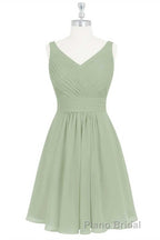 Sage Green Chiffon A-Line Short Bridesmaid Dresses