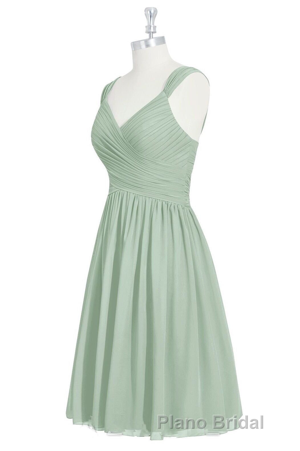 Sage Green Chiffon Lace-Up Short Bridesmaid Dresses Secondary image
