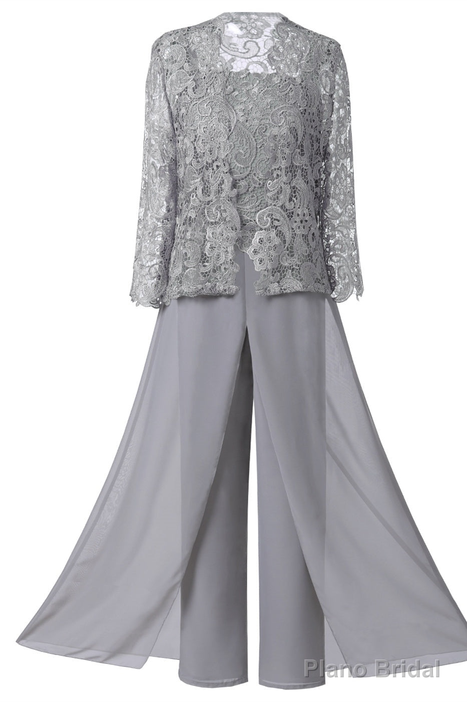Mother of the Bride Dresses, Lace Chiffon Three-Piece Plus Size Mother of the Bride Pant Suits