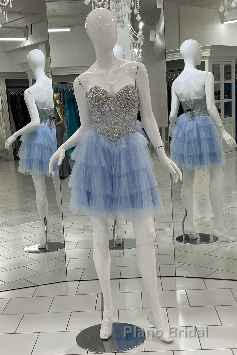 Royal Blue Beaded Top A-line Multi-Layers Homecoming Dresses Secondary image