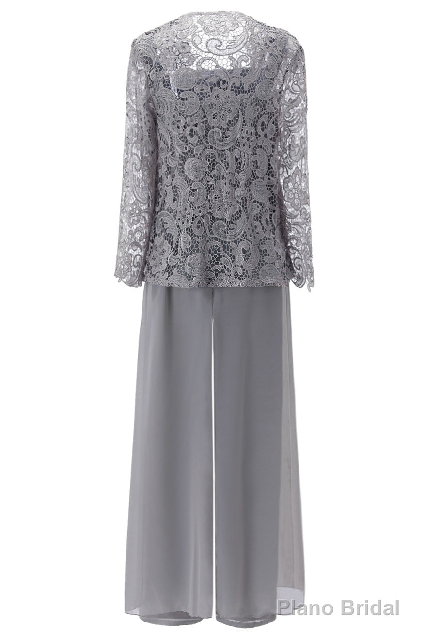 Mother of the Bride Dresses, Lace Chiffon Three-Piece Plus Size Mother of the Bride Pant Suits Secondary image