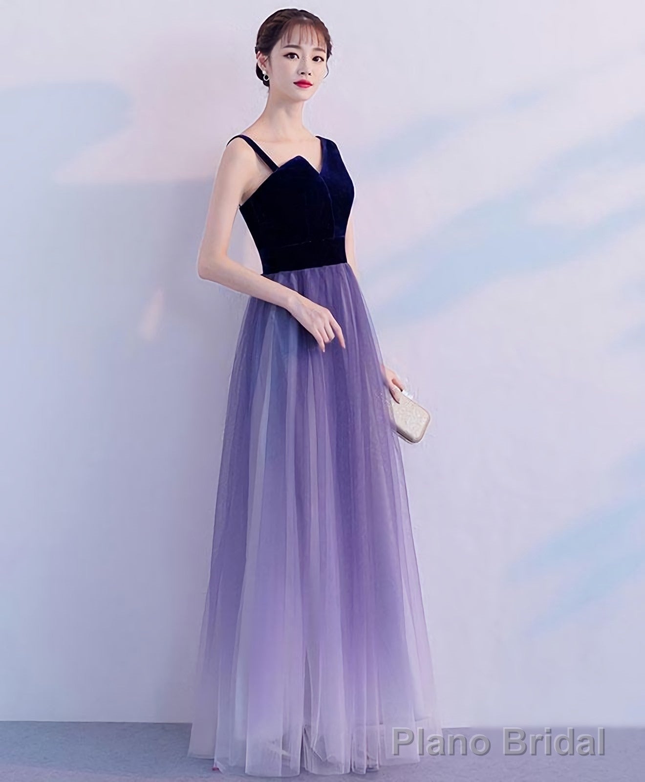 Purple Tulle Long Prom Dress Purple Tulle Bridesmaid Dress