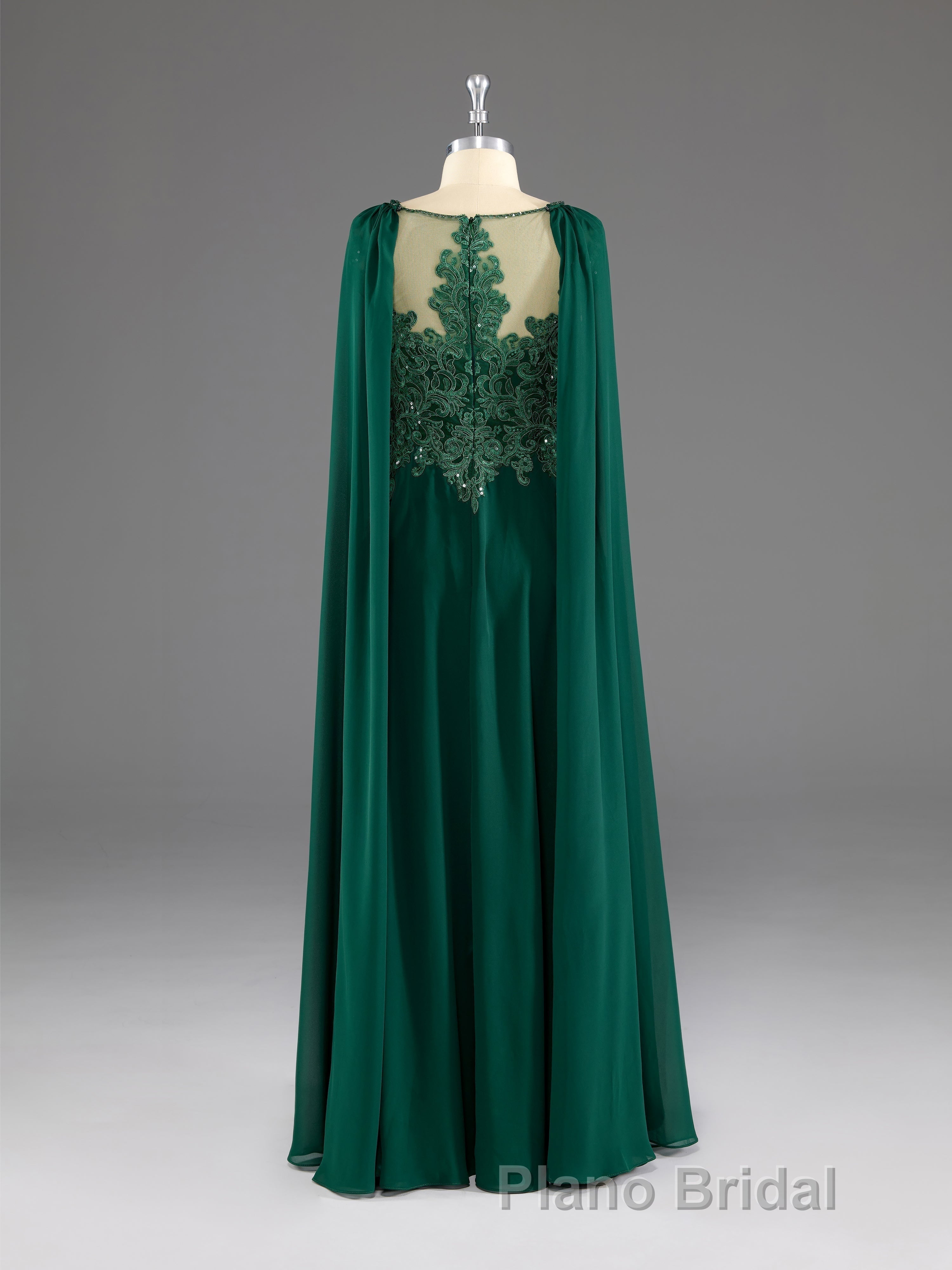 A-Line Chiffon Floor Length Mother of The Bride Dresses with Detachable Cape