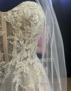 A-Line Sweetheart Neckline Tulle Wedding Dresses With Appliques