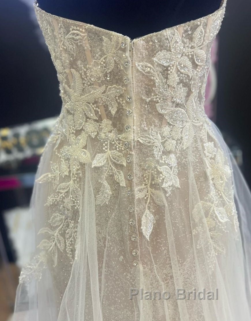 A-Line Sweetheart Neckline Tulle Wedding Dresses With Appliques