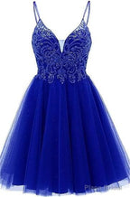 A-line Straps Appliques Tulle Short Homecoming Dresses