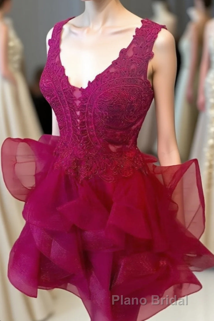 Adorable A-line V Neck Short Homecoming Dresses Main image