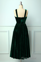 Straps Dark Green Velvet Dresses