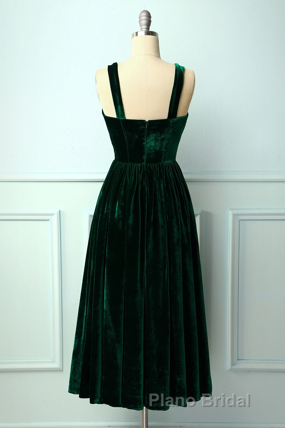Straps Dark Green Velvet Dresses