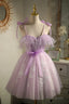 Cute Purple Sleeveless Lace Up Princess Short Homecoming Dresses