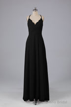 Backless Spaghetti Straps Lace Bridesmaid Dresses