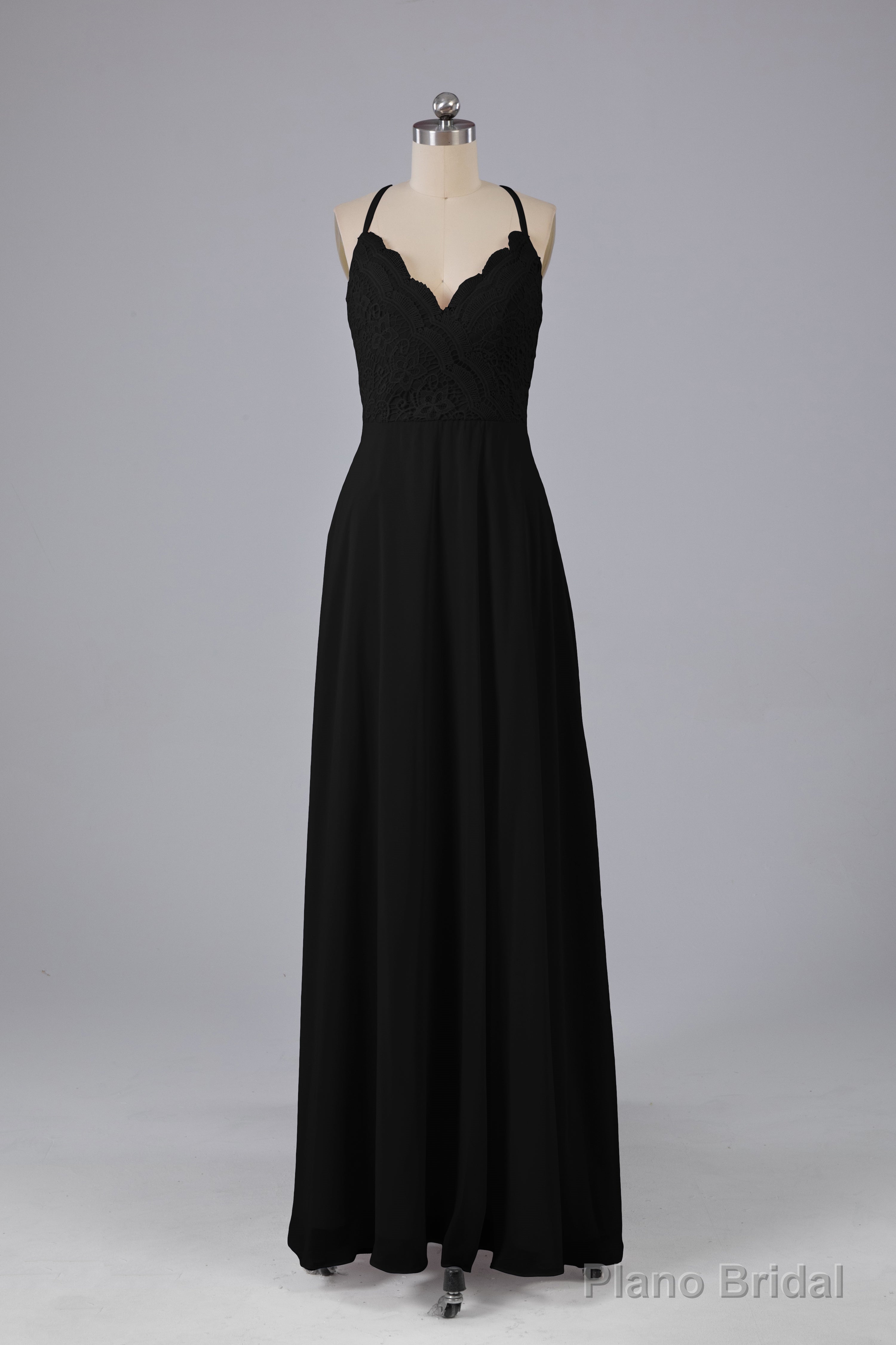 Backless Spaghetti Straps Lace Bridesmaid Dresses