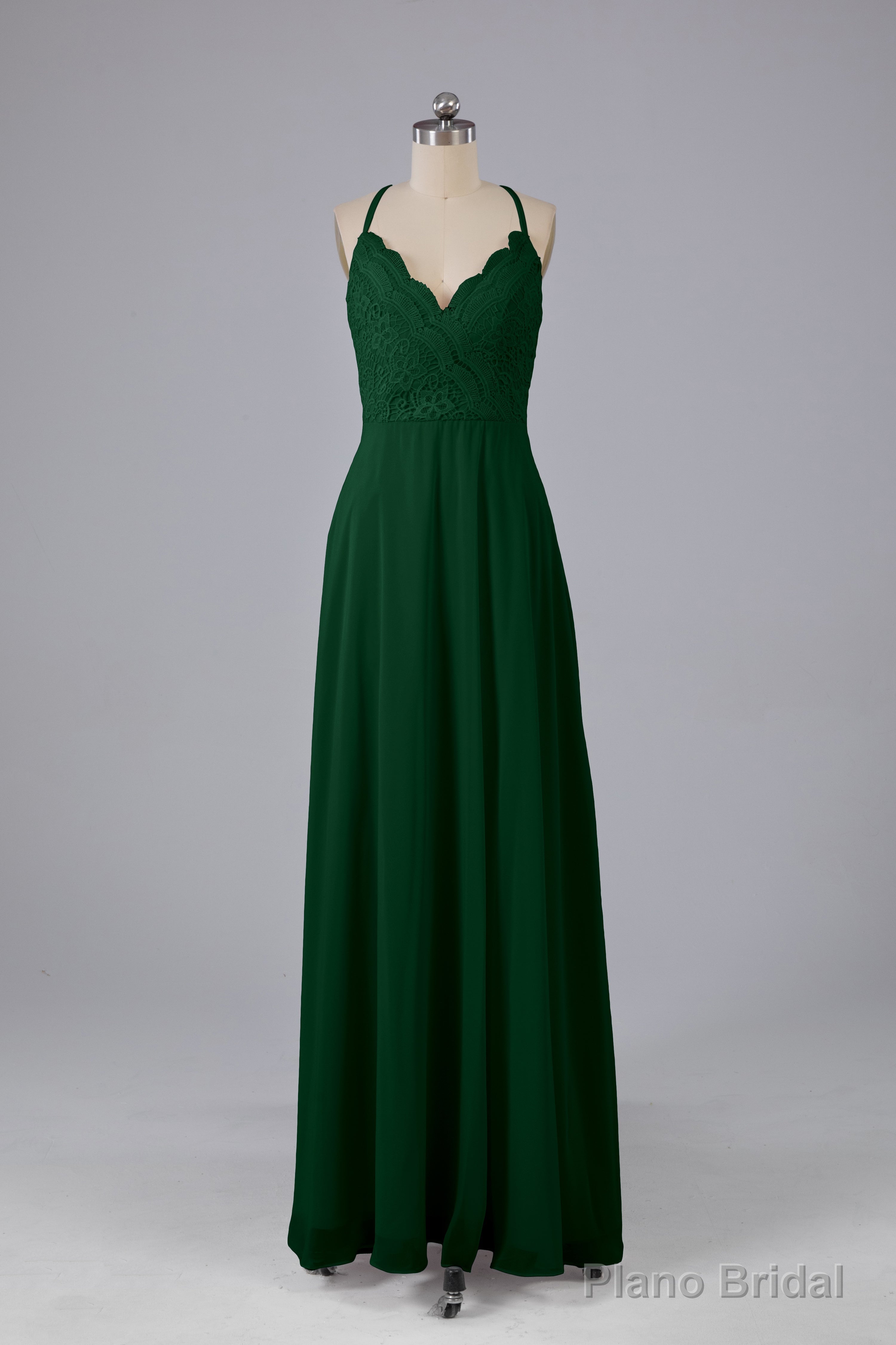 Backless Spaghetti Straps Lace Bridesmaid Dresses