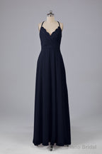 Backless Spaghetti Straps Lace Bridesmaid Dresses