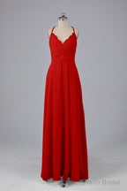 Backless Spaghetti Straps Lace Bridesmaid Dresses