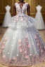 Gorgeous Ball Gown Sleeveless Appliques Long Formal Prom Dresses Quinceanera Dresses