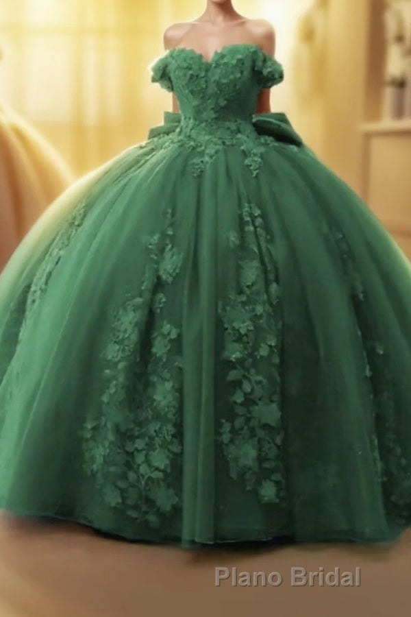 Off Shoulder Ball Gown Quinceanera Dresses 3D Floral Applique Sweet 16 Gowns Main image