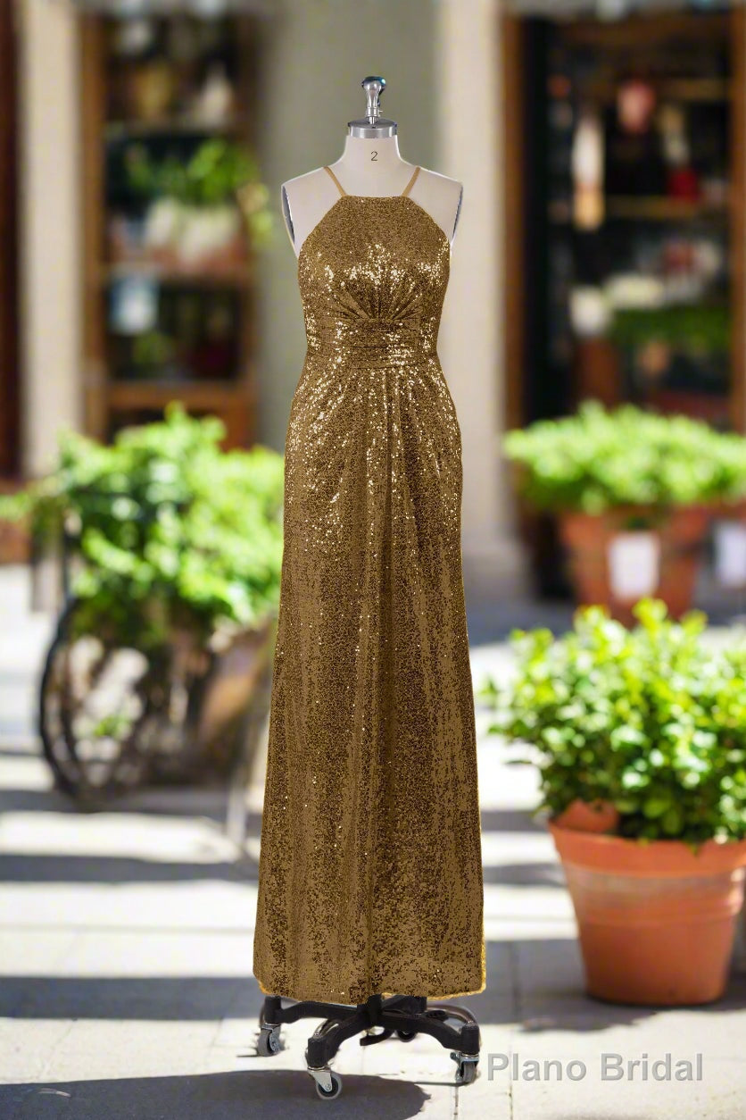 Beautiful Sequins Halter Hourglass Bridesmaid Dresses