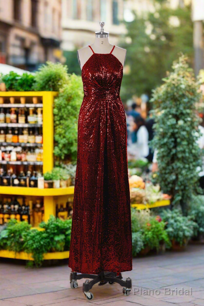 Beautiful Sequins Halter Hourglass Bridesmaid Dresses