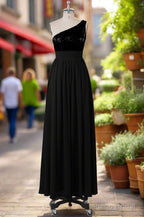 Beautiful  Sequins One-Shoulder Bridesmaid Dresses with Pockets