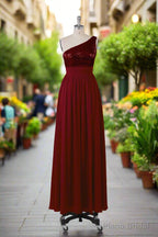 Beautiful  Sequins One-Shoulder Bridesmaid Dresses with Pockets