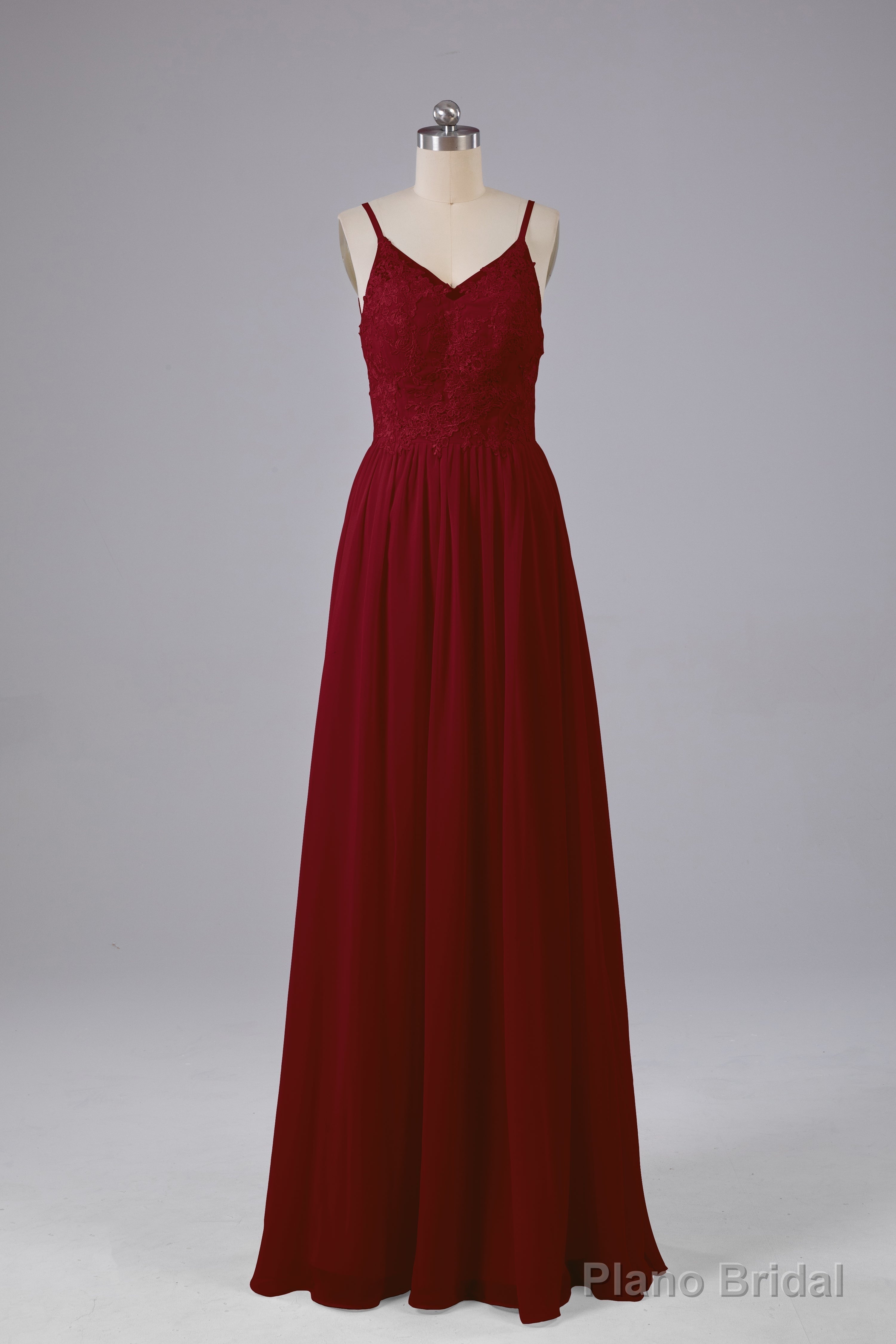 Beautiful Spaghetti Straps Backless Long Bridesmaid Dresses