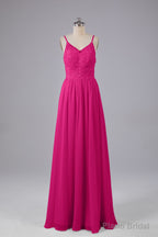 Beautiful Spaghetti Straps Backless Long Bridesmaid Dresses