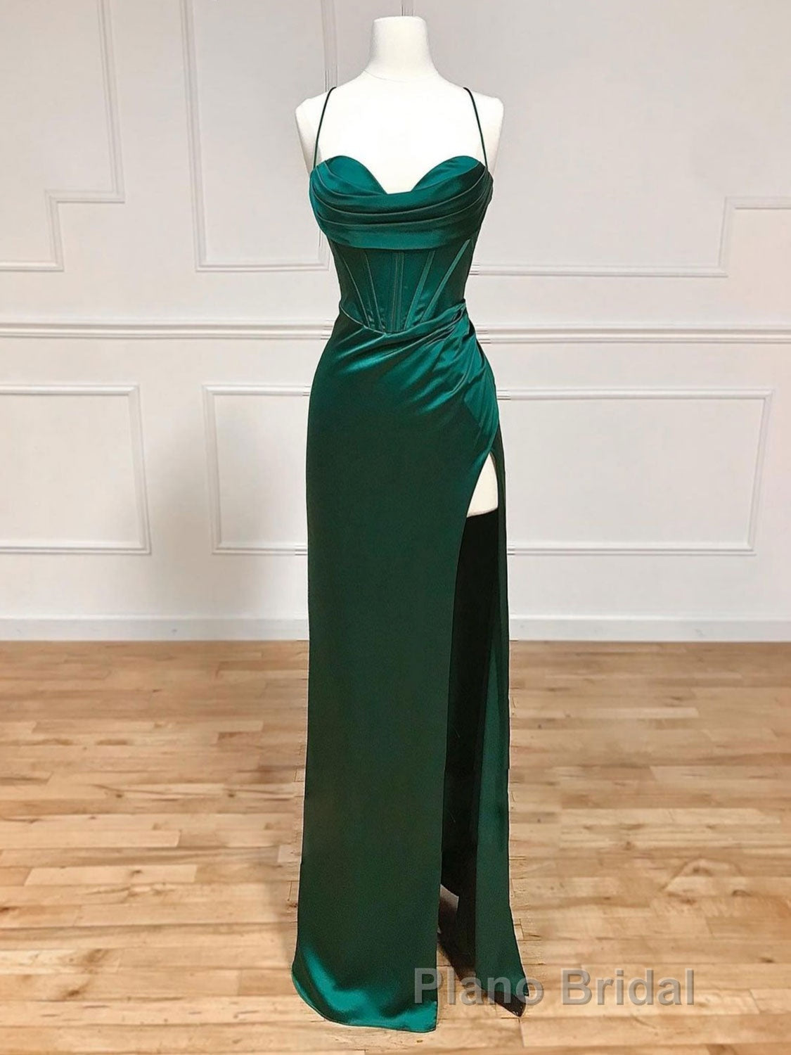 straps mermaid long Prom Dresses Formal Prom Dresses with side slit and cowl neck