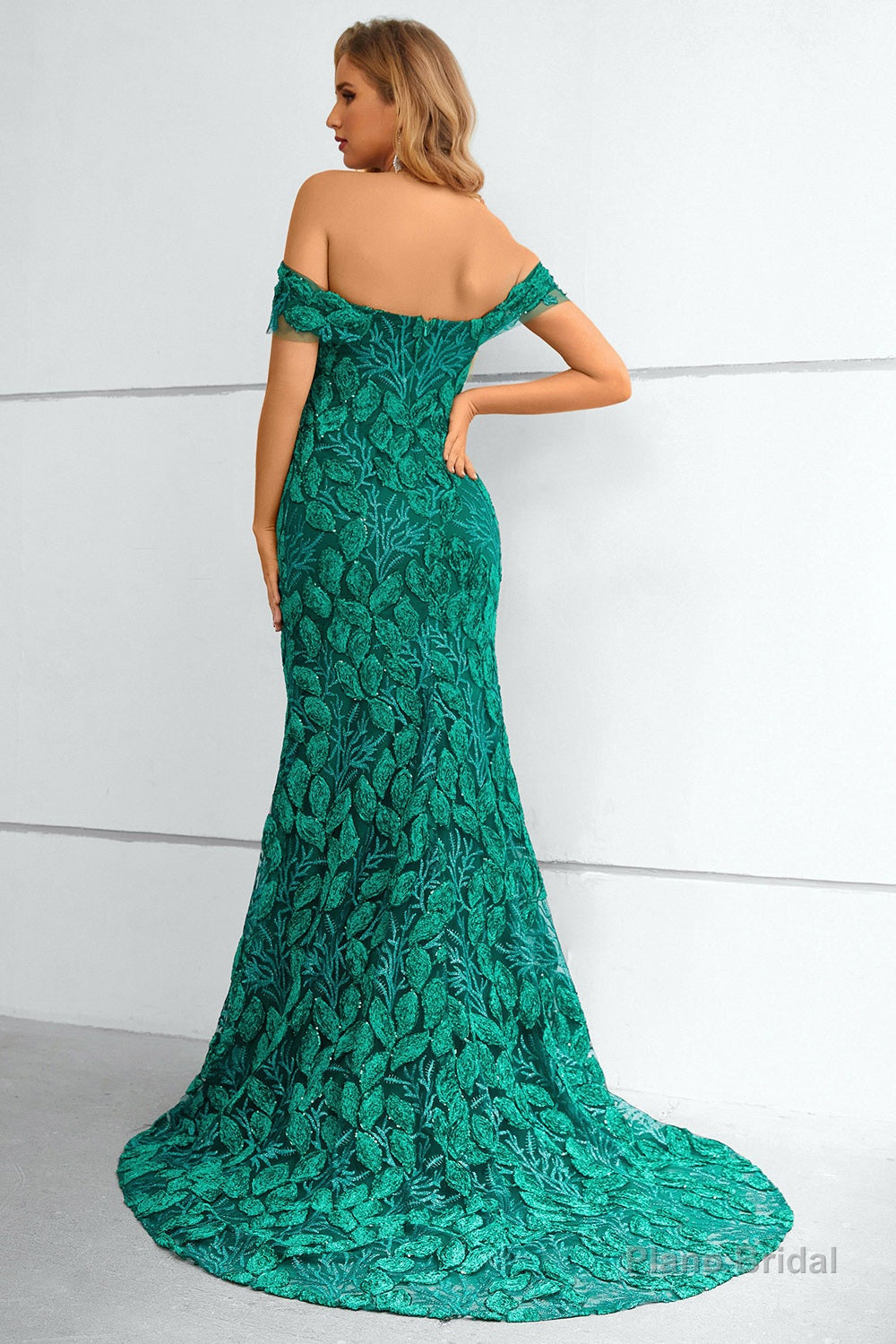 Dark Green Off The Shoulder Mermaid Prom Dress With Appliques Secondary image