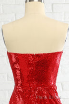 Sheath Sweetheart Red Sequins Formal Prom Dresses with Sequins