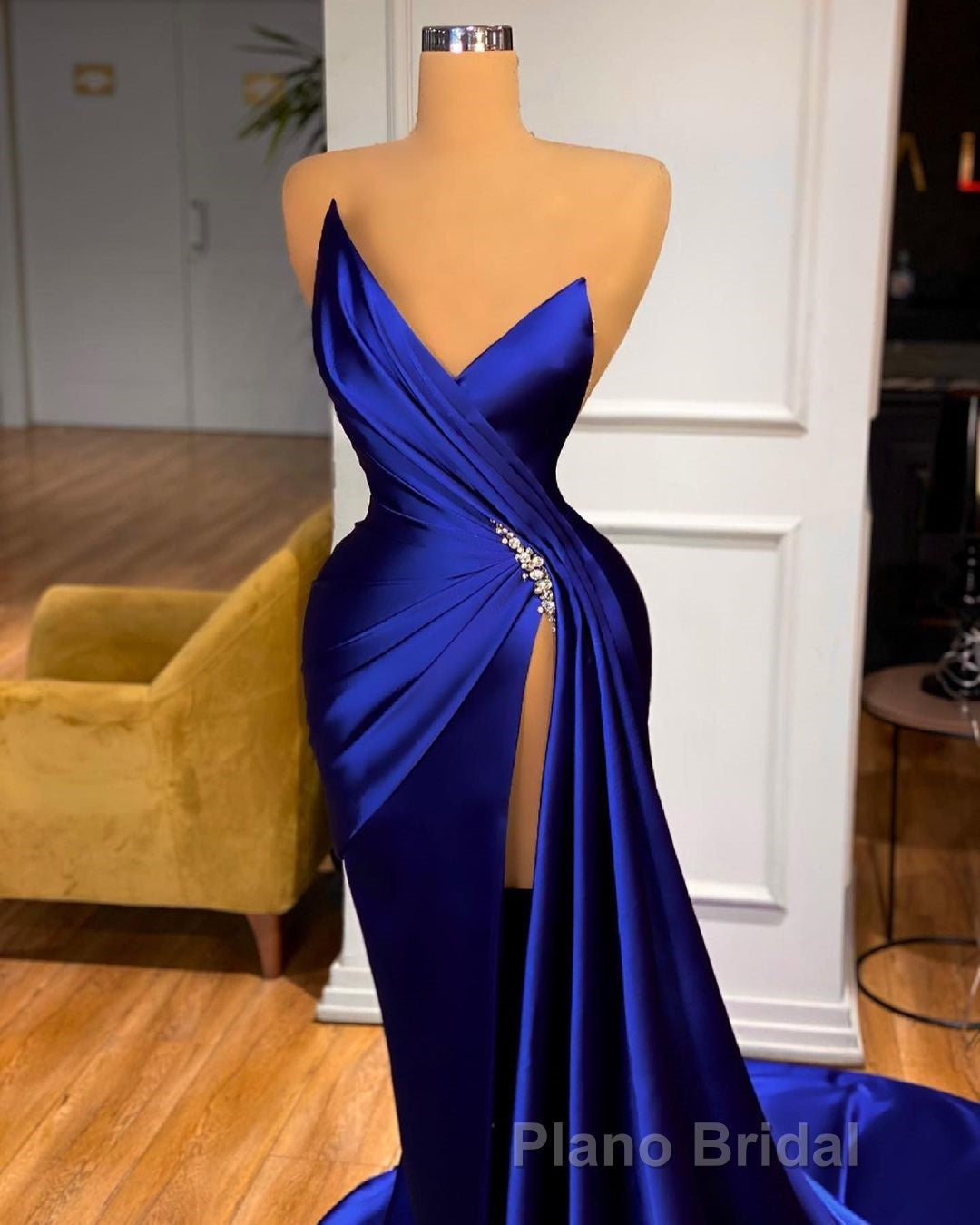 Glamorous Royal Blue Sweetheart Formal Prom Dresses Mermaid Long Evening Gowns With Split Secondary image