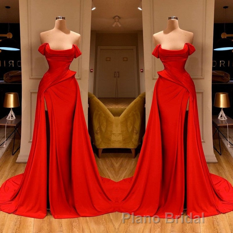 Sexy Red Off-the-Shoulder Long Formal Prom Dresses With Split Online Secondary image