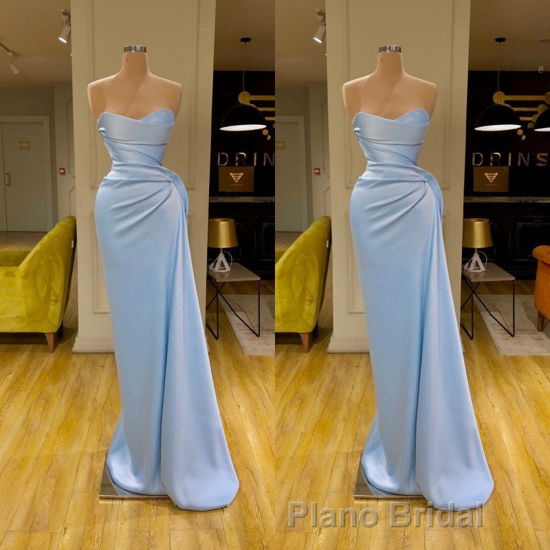 Unique Cross Sweetheart Light Blue Soft-pleated Long Formal Prom Dresses