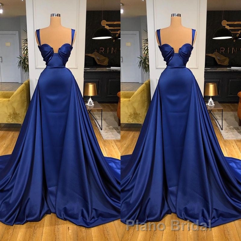 Chic Royal Blue Straps Sweetheart Formal Prom Dresses Overskirt With Detachable Train Secondary image