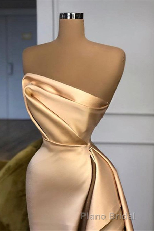Designer Long Champagne Formal Prom Dresses Side Split Evening Party Gowns Secondary image