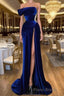 Off-the-Shoulder Mermaid Long Formal Prom Dresses With Split