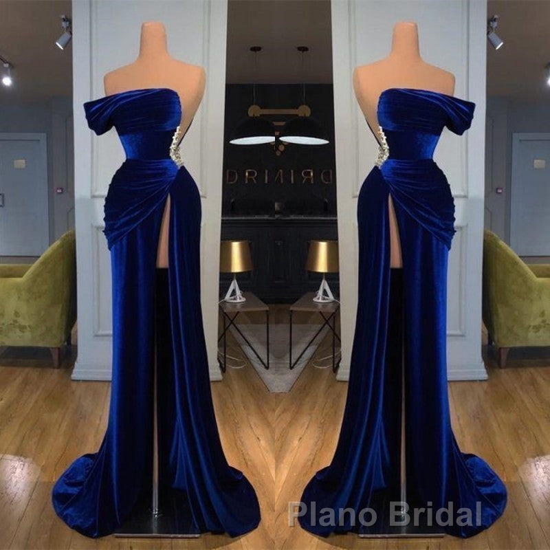 Off-the-Shoulder Mermaid Long Formal Prom Dresses With Split Secondary image